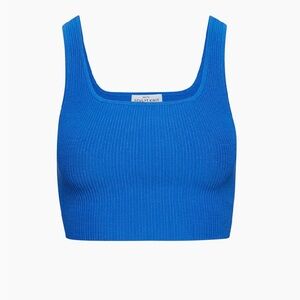 Aritzia Babaton Sculpt Knit Squareneck Cropped Tank Bright Sapphire Blue Small